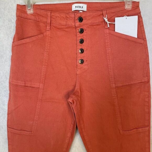 Pistola Red Rock Jeans Womens 31 High Rise Straight Leg Exposed Button Pants - Picture 3 of 14